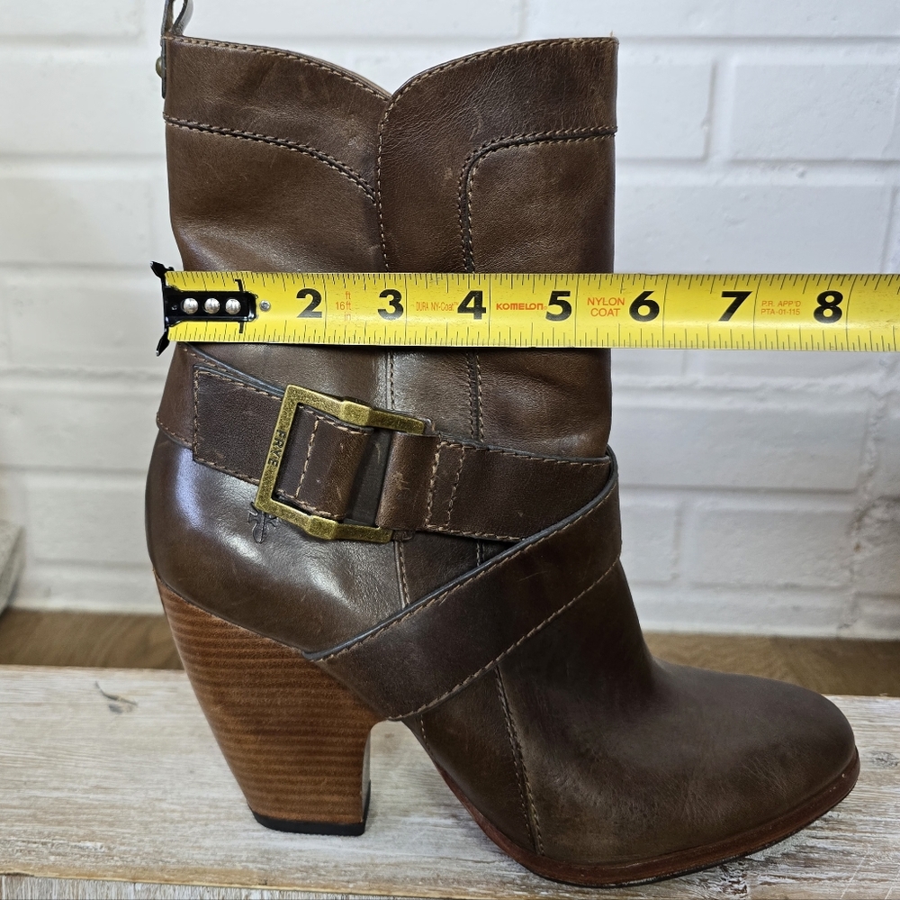 Frye Brown Heeled Boots with Buckle - Picture 6 of 14